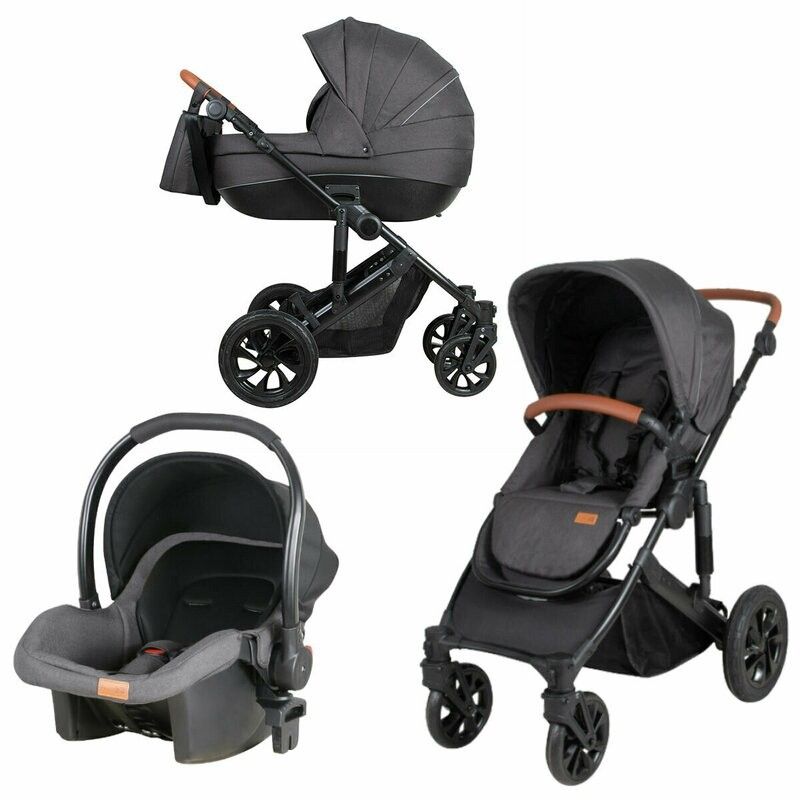 Carucior 3 in 1, Trio Comfort, Cu cadru Aluminiu, cu landou, Reversibil, Scoica auto, Geanta pentru 