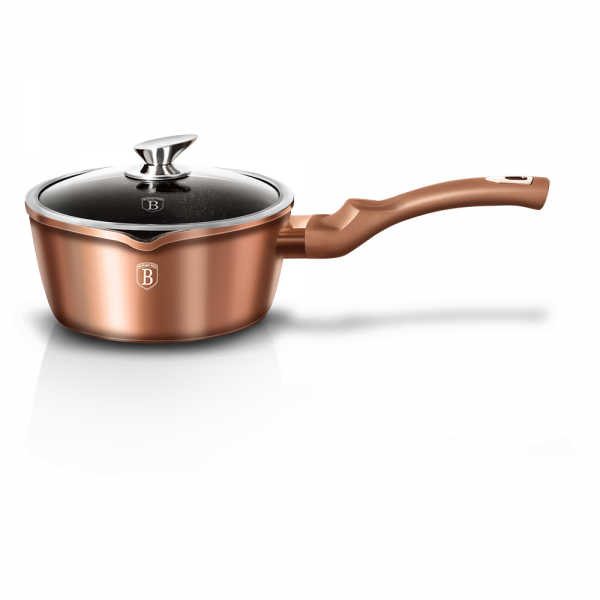 Oala pentru sosuri cu capac, 1.2 Litri, Berlinger Haus, 16 cm, Rose Gold Collection, BH 1524