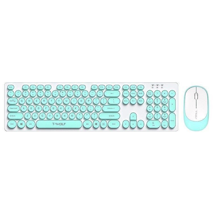 Set tastatura + mouse Wireless,  Laptop, Desktop PC, Universal, turcoaz