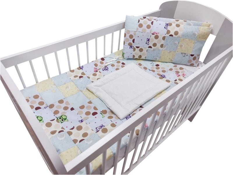 Lenjerie MyKids Mini Patratel Multicolor Buline Maro 4 Piese 120x60