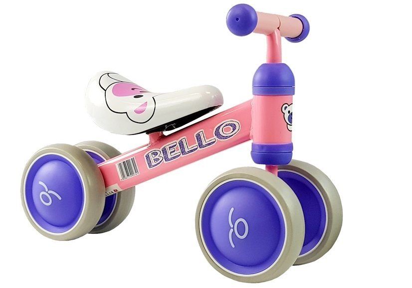 Bicicleta fara pedale, cu roti duble, pentru copii, Pink Bello, LeanToys, 5262