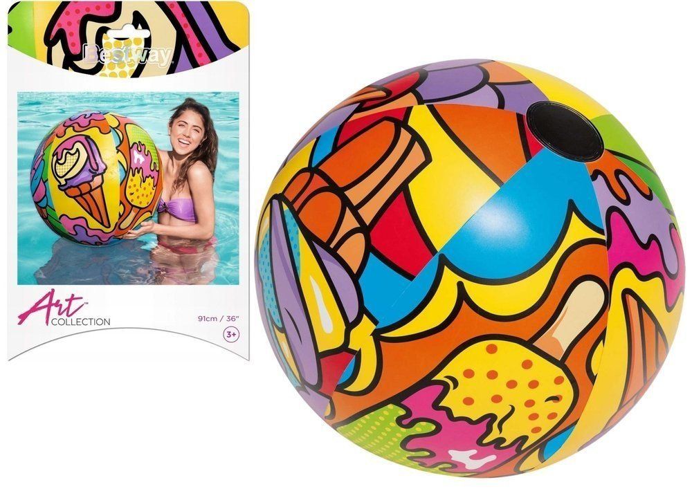 Minge gonflabila de plaja si piscina, multicolora, 91 cm, Bestway, 31044