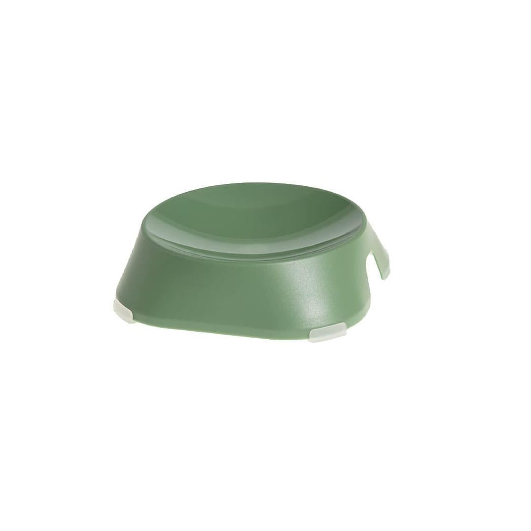 Castron, bol, plat, pentru caine, pisica, suporti antiderapanti, PET reciclat, verde, 13x13x3.6 cm