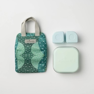 Set geanta termoizolanta Mealtote cu cutie Grow bento, Miniware Ready Go! Bento, 4 piese, Prickly Pear