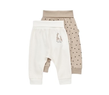 Set 2 pantaloni bebe unisex Girafa, BabyCosy, 100% bumbac organic (Marime: 6-9 luni)