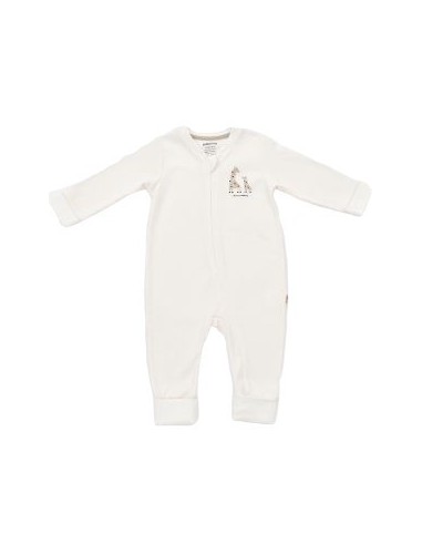 Salopeta cu fermoar Girafa, BabyCosy, 100% bumbac organic, Ecru (Marime: 6-9 luni)