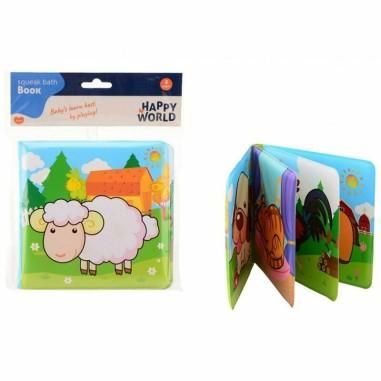 Happy World - Carticica pentru baie, Plutitoare, Cu sunete, Cu 4 pagini, Ferma Happy World - produs de calitate si ieftin
