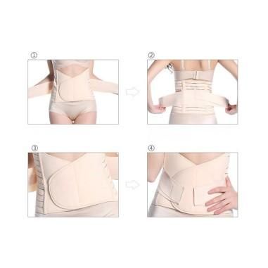 Qmini - Centura abdominala postnatala dublu reglabila, Cu prindere pe baza de velcro, Beige Qmini - produs de calitate si ieftin