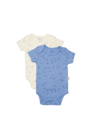 Set 2 body-uri Printed, BabyCosy, 50% modal+50% bumbac, Ecru/Lavanda (Marime: 6-9 luni)