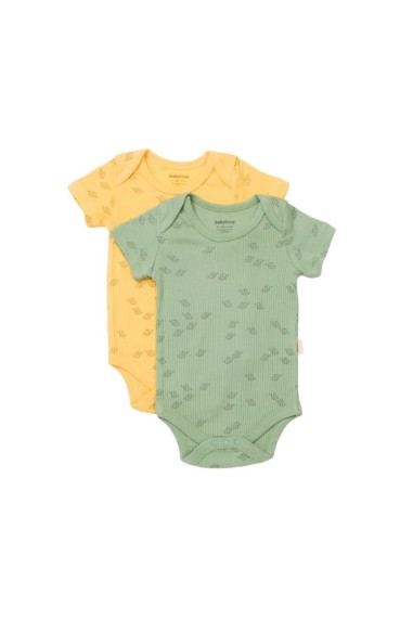 Set 2 body-uri Printed, BabyCosy, 50% modal+50% bumbac, Lamaie/Verde (Marime: 6-9 luni)