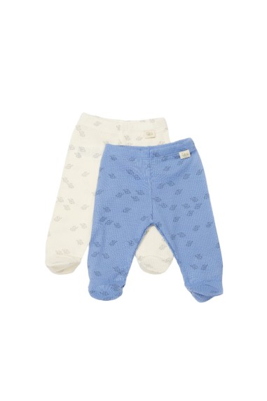 Set 2 pantalonasi cu botosei Printed, BabyCosy, 50% modal+50% bumbac, Ecru/Lavanda (Marime: 6-9 luni)