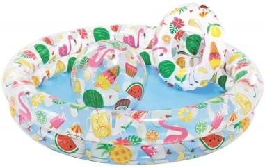 Set piscina gonflabila + Colac + Minge, Intex, 59460, 122 x 26 cm, Multicolor - Intex produs de vanzare-poza- 1