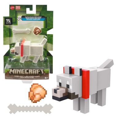 MINECRAFT CRAFT A BLOCK FIGURINA TAMED WOLF 8CM