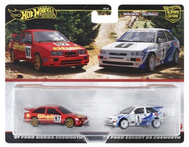 HOT WHEELS PREMIUM SET 2 MASINUTE METALICE FORD SIERRA COSWORTH SI FORD ESCORT RS COSWORTH SCARA 1:64