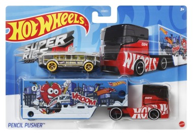 SET CAMION SI MASINA SPORT HOT WHEELS PENCIL PUSHER