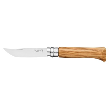 Cutit de buzunar N°08, inox, 8,5cm, "Tradition Luxe", Olive - Opinel