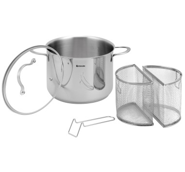 Oala pentru paste, cu 2 cosuri, inox, 22cm/6L - Zokura