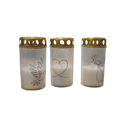 Candela din plastic cu capac, timp ardere 20-24 H, 6x11.5 cm, LA BV Decor, diverse modele