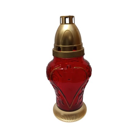 Candela din sticla, cu inima, L-P73, inaltime 17 cm