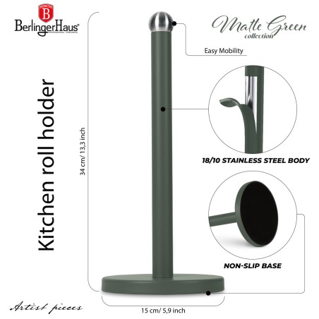Suport pentru prosop de hartie BH 6839, Matte Green Collection, Berlinger Haus
