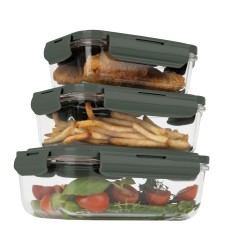 Set 3 caserole cu capac, BH 8791, Matte Green Collection,...