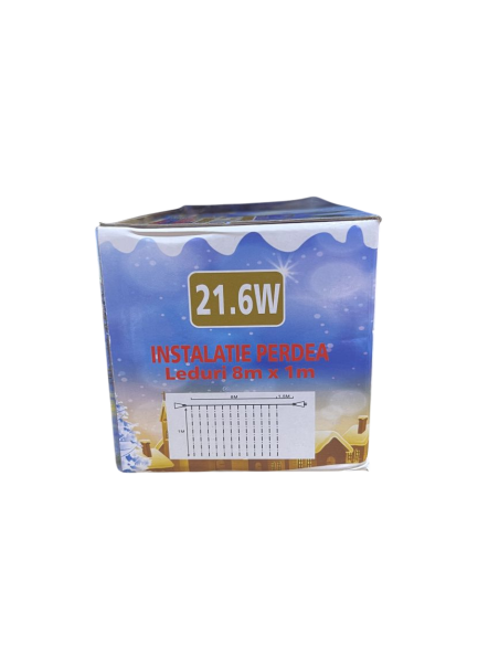 Instalatie de Craciun tip perdea 360 leduri, 8 x 1 M, 3175B, albastru