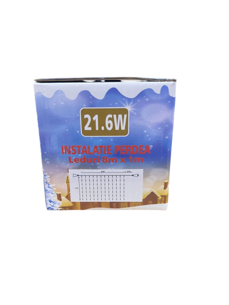 Instalatie de Craciun tip perdea 360 leduri, 8 x 1 M, 3175W, alb rece
