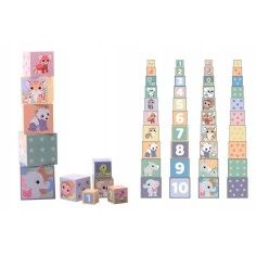 Joueco - Jucarie de stivuit Familia Wildies, Din carton, 24x17 cm, 18 luni+, 10 piese, Multicolor Joueco - produs de calitate si