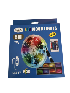 Bandă LED, 5 m,9616RGB, Multicolor, cu alimentare USB și...