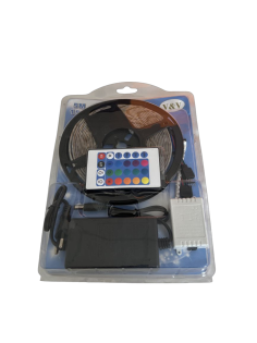 Bandă LED, 5 m, 270 LED-uri, cu telecomandă,9617RGB,...