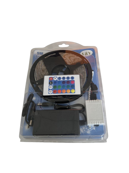 Bandă LED, 5 m, 270 LED-uri, cu telecomandă,9617RGB, Multicolor, pentru interior