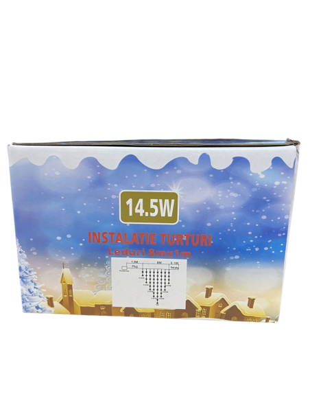 Instalatie de Craciun cu turturi, 242 leduri, 8 x 1 m, P9122WW, alb cald