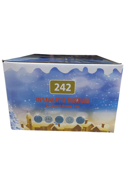Instalatie de Craciun cu turturi, 242 leduri, 8 x 1 m, P9122WW, alb cald