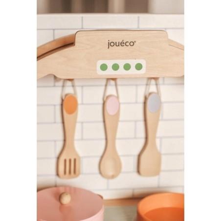 Joueco - Bucatarie lemn certificat FSC, Cu accesorii, Reglabila pe inaltime, 86x56 cm, 3 ani+, Multicolor Joueco - produs de cal