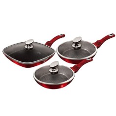 Set 3 tigai cu capac Metalic Line Burgundy Berlinger Haus...