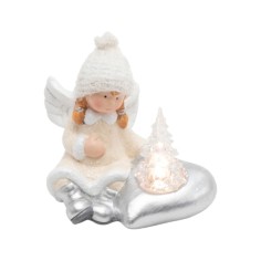 Figurina din ceramica forma ingeras cu brad luminat, 16,8...