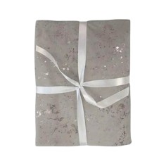 Patura cuvertura Bella din catifea gri cu insertie aurii,...
