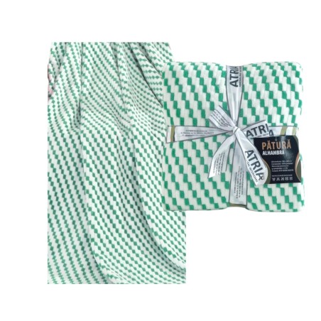 Patura Alhambra verde cu alb, 180 x 200 cm