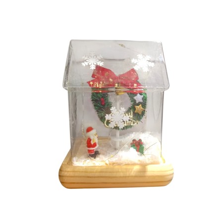 Ornament decorativ de Craciun  cu lumini, in forma casuta, 13 cm, BC 039