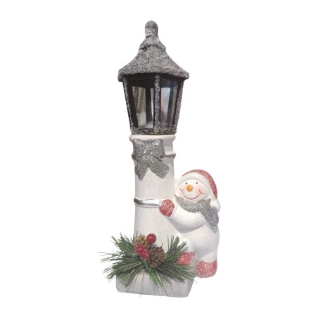 Ornament decorativ de Craciun din ceramica, tip felinar, cu Led, 22 cm, CC067