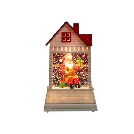 Ornament decorativ de Craciun, in forma de casuta, cu Led, 13 cm, 4725