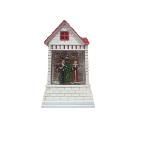 Ornament decorativ de Craciun, in forma de casuta, cu Led, 13 cm, 4725