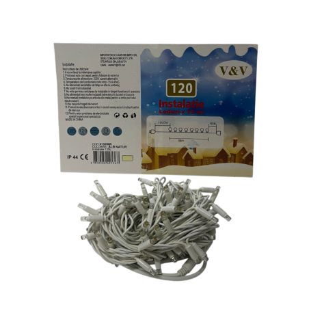 Instalatie liniara cu 120 leduri alb rece,15 metri, P9136