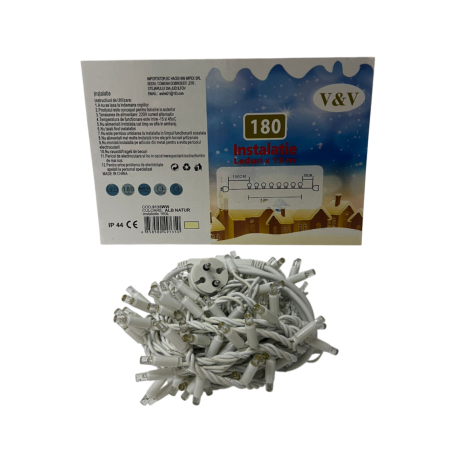Instalatie liniara cu 180 leduri alb cald,13 metri, P9135