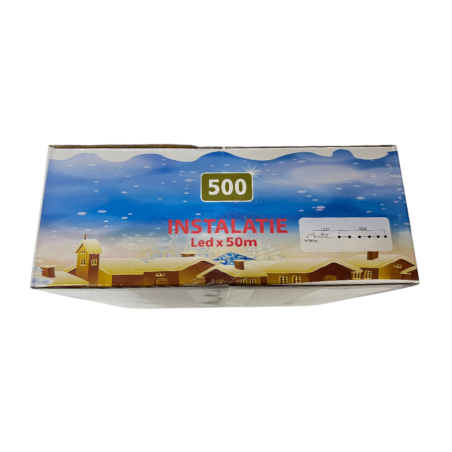 Instalatie de Craciun liniara, albastra, 50 m, 500 leduri, 5833B