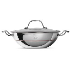 Cratita Wok din inox cu capac 24 cm, BH 8812, Copper...