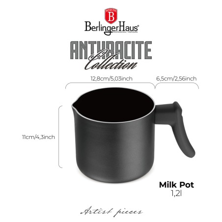 Cana pentru lapte,1.2 litri, 12 cm, BH 8135, Anthracite Collection, Berlinger Haus