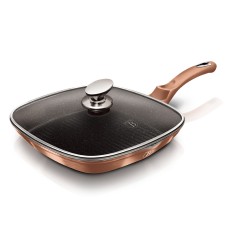 Tigaie Grill cu capac 28 cm, Rose Gold, Berlinger Haus, BH 1610N