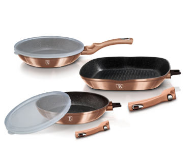 Set 3 tigai cu maner detasabil, BH 7038, Rose...