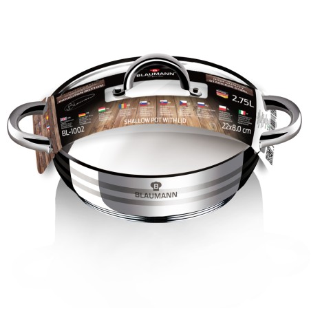 Cratita inox cu capac, BL-1002A, 22 cm, 2.75 litri, Gourmet Line, Blaumann